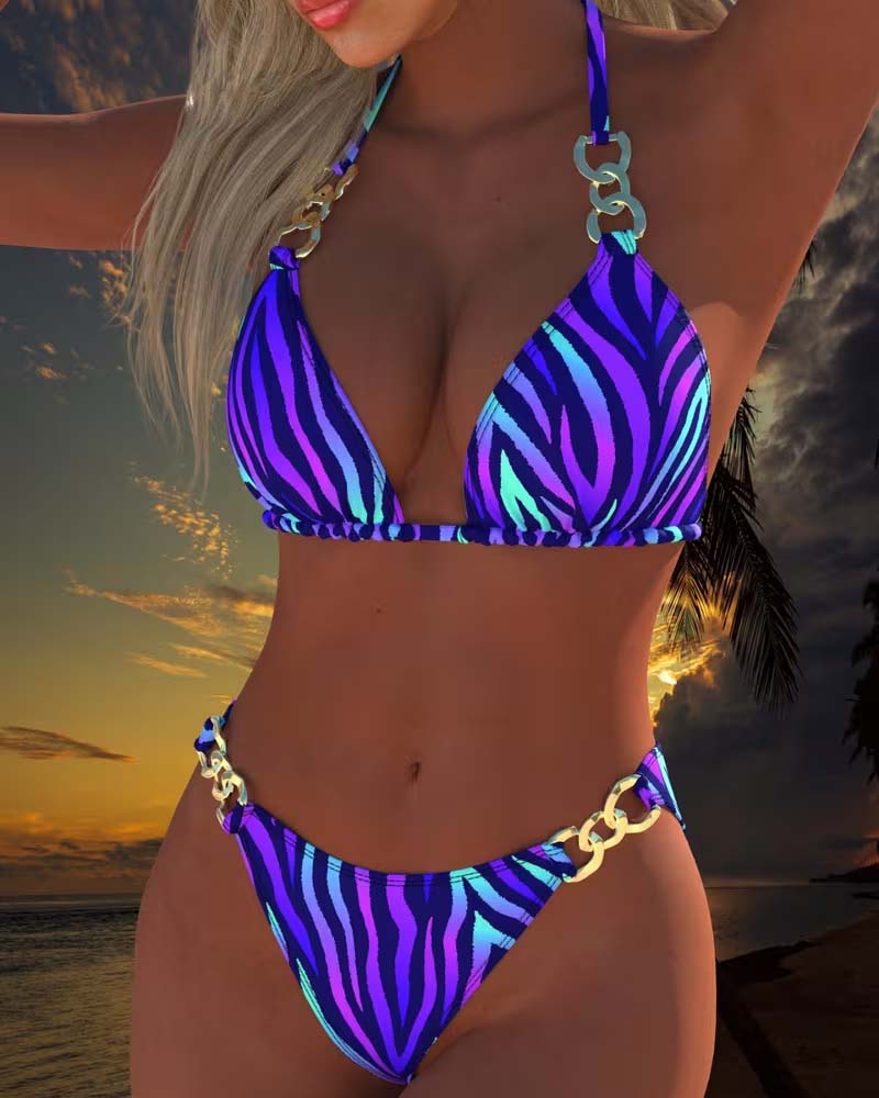 Badedragt med moderigtigt gradueret print og bikini