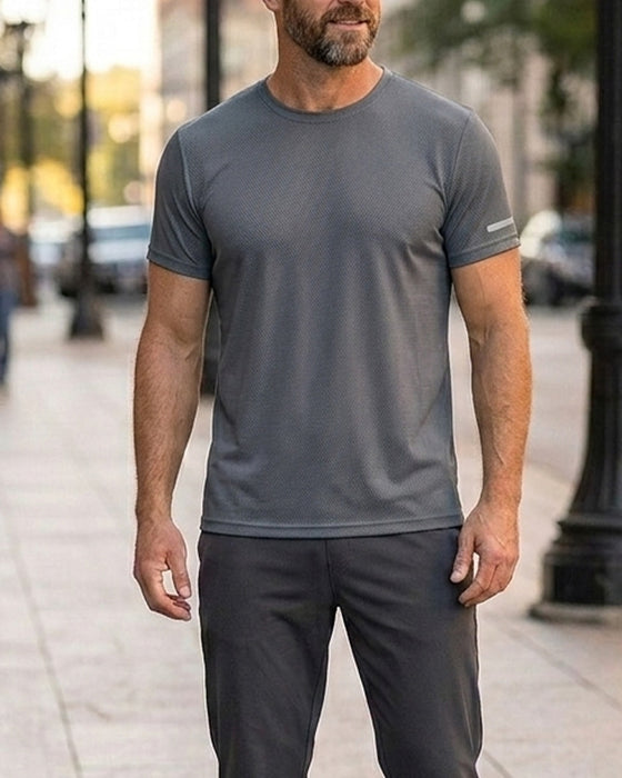 Herre T-Shirt Ensfarvet Korte Ærmer Atletisk