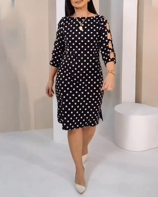 Kjole Rund Hals Polkaprikker