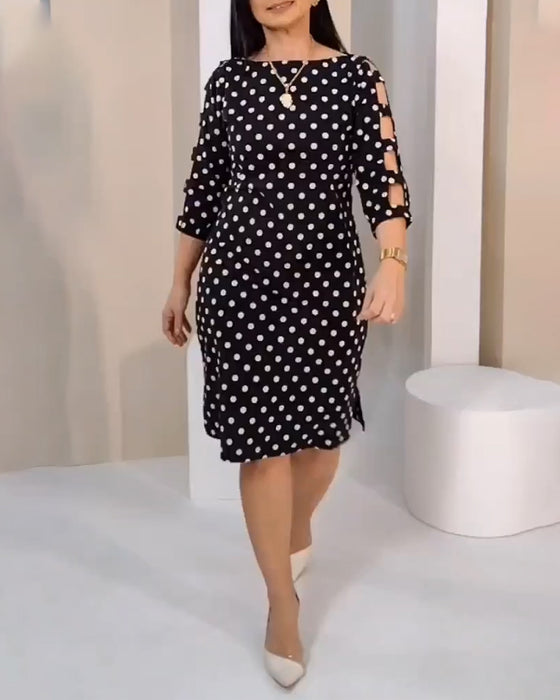 Kjole Rund Hals Polkaprikker