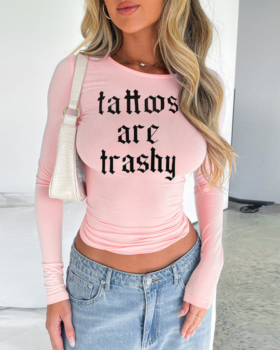 T-Shirt Tætsiddende Langærmet