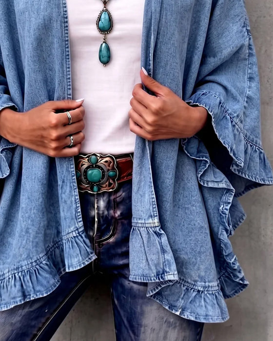 Frakke Denim Ruffle Løs