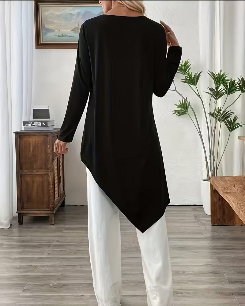 Top Asymmetrisk Midjelang Ensfarvet