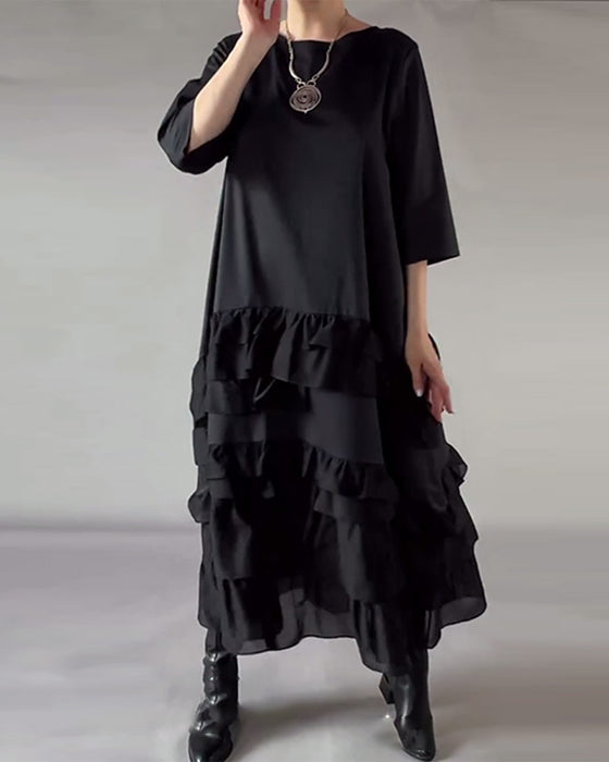 Kjole Med Rund Hals Og Dobbelt Lag