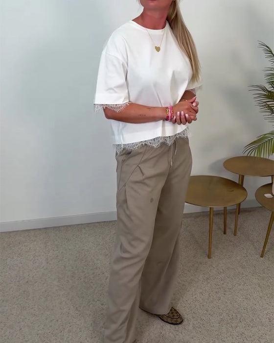 Bluse Ryg Slids Blonder Kort Ærme