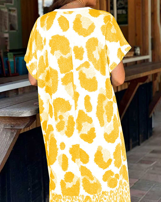 Kjole Løs Leopard Tryk