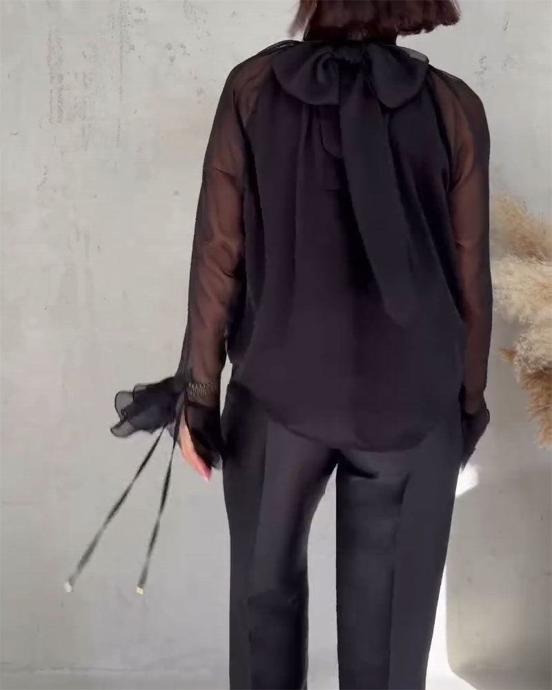 Bluse Mesh Sammenføjning Elegant