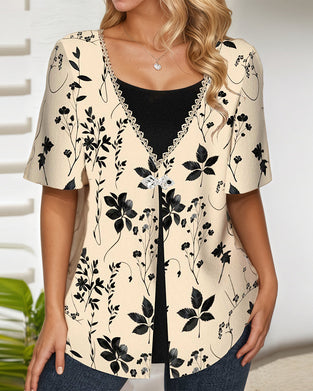 Bluse Afslappet Printet Falsk Todelt