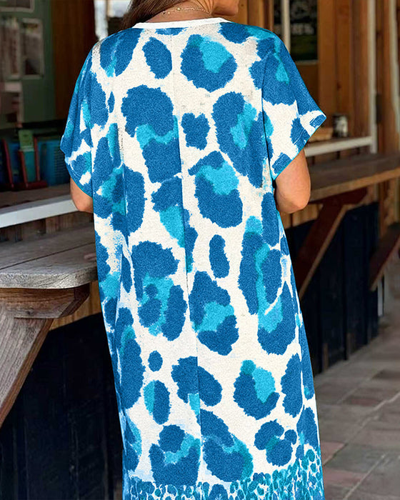 Kjole Løs Leopard Tryk