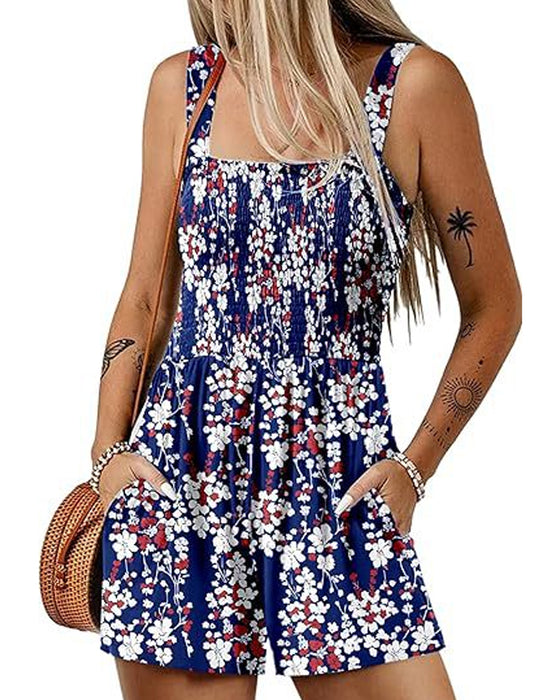 Jumpsuit blomstret afslappet stropshorts