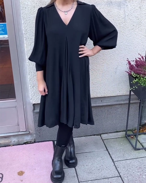 Kjole V-Hals Moderne Lanterneærme