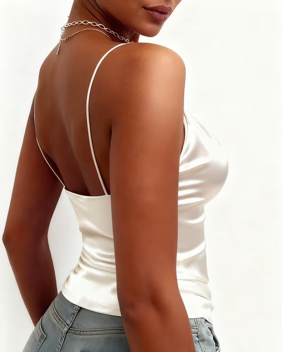 Cami-Top Ensfarvet Cowl Neck