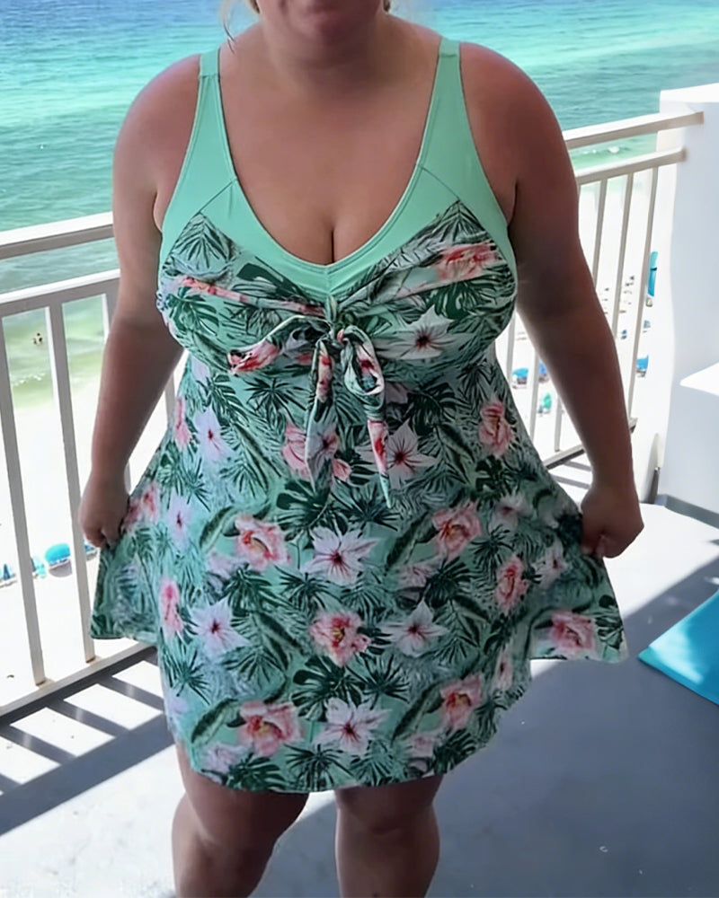 Badedragt med afslappet print og to dele