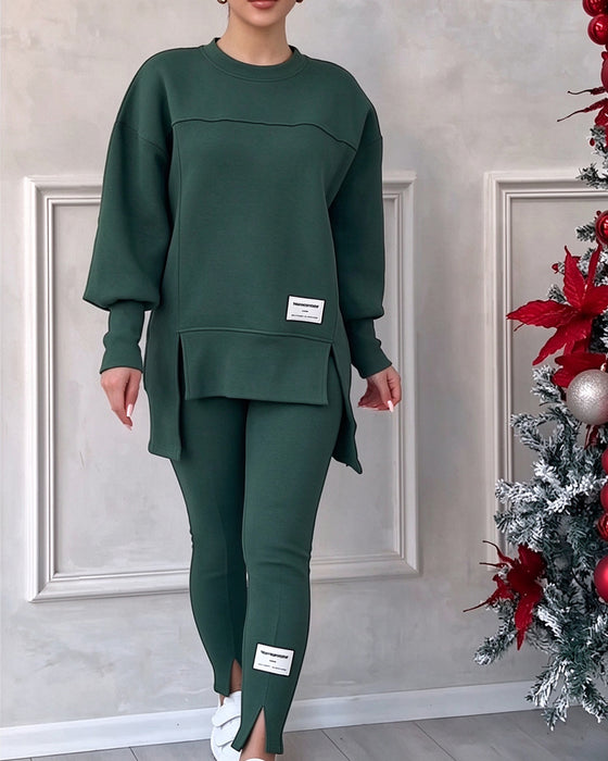 Sæt Trykt Sweatshirt Og Joggingbukser