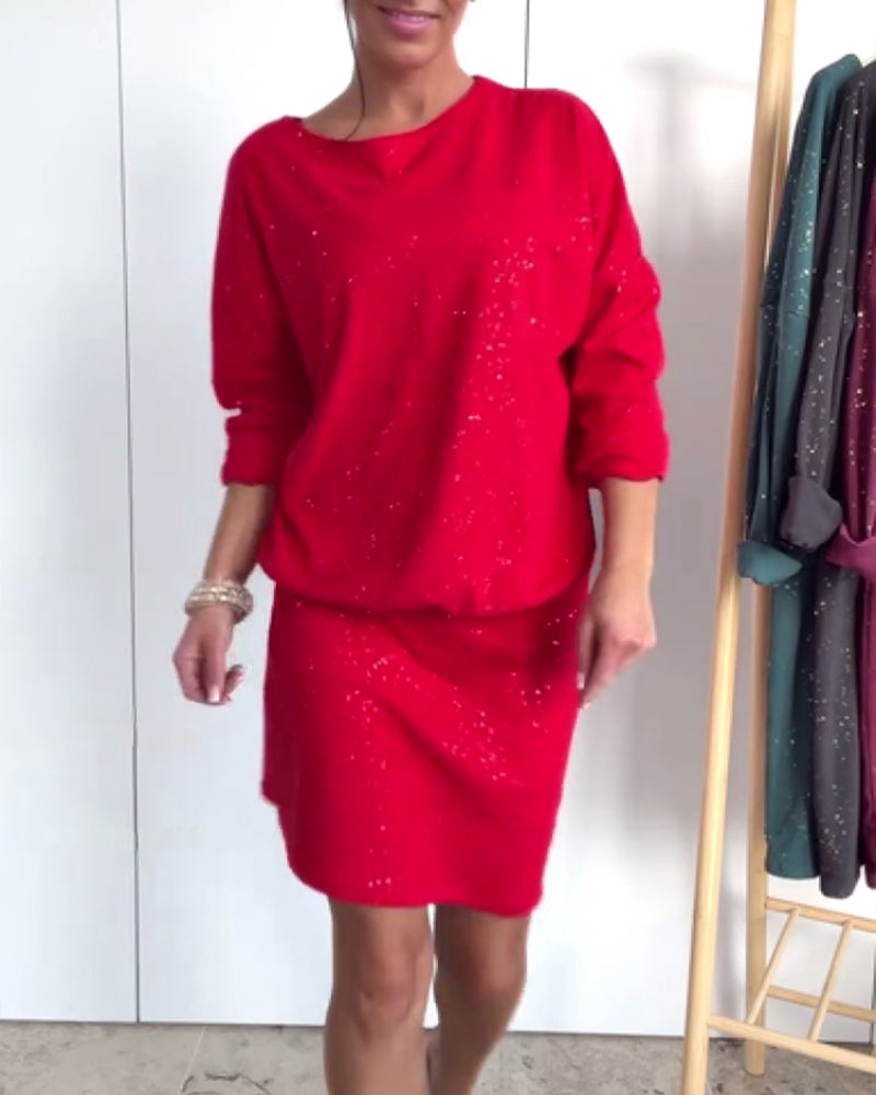 Kjole Rund Hals Fin Glitter Modne