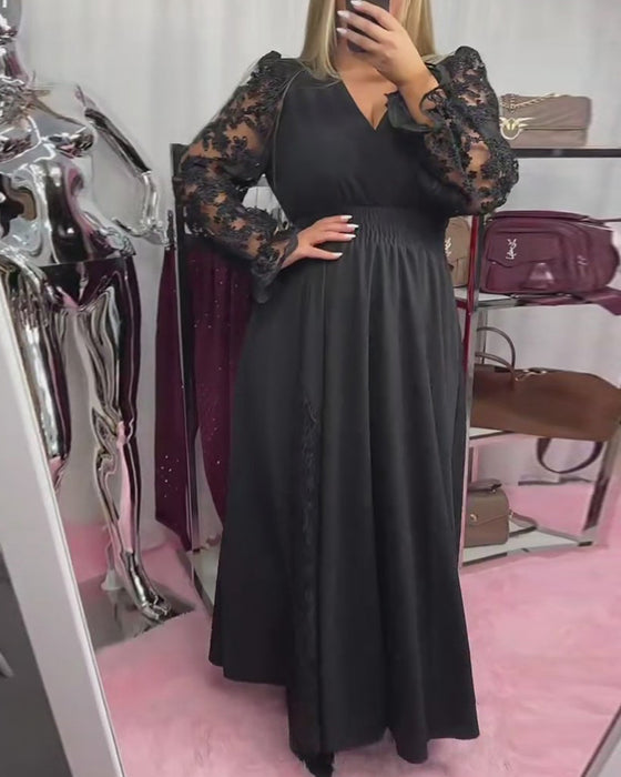 Kjole Knipling Stitching V-Hals A-Snit