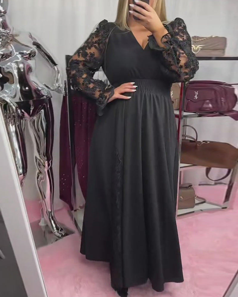 Kjole Knipling Stitching V-Hals A-Snit