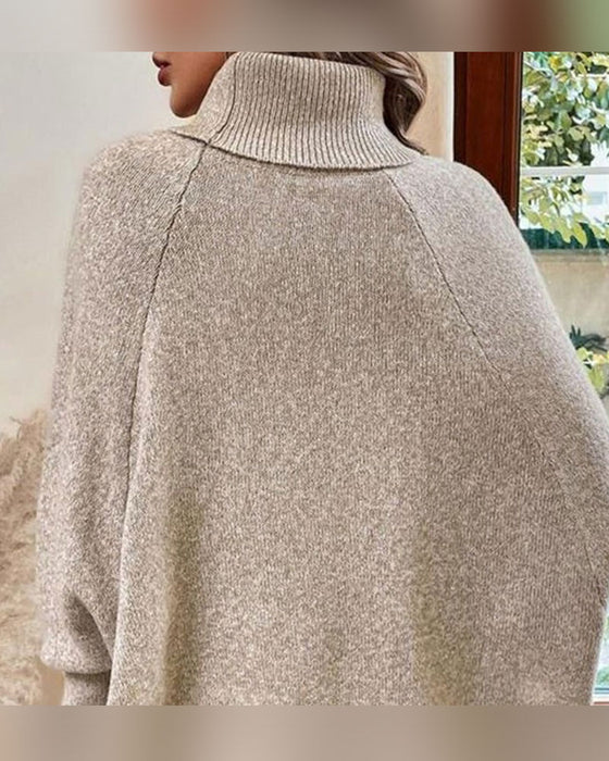 Pullover Turtleneck Uregelmæssig Flet Knap