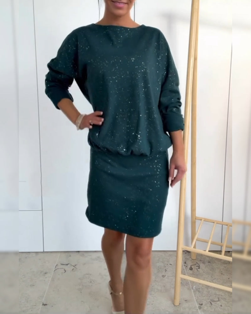 Kjole Rund Hals Fin Glitter Modne