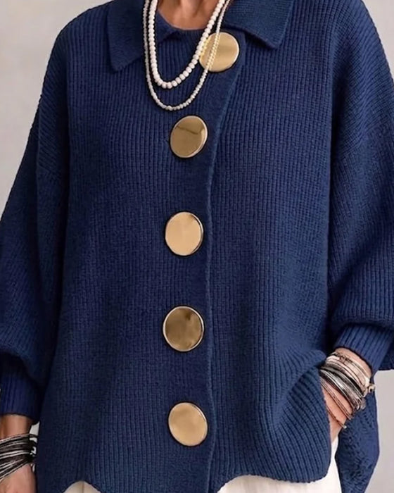 Cardigan Stor Metalknap Revers