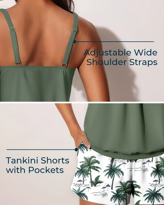 Tankini Tropisk Palme Træ Tryk