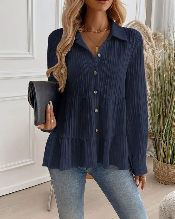 Elegant Skjorte Med Reverskrave Og Taljeret Snit