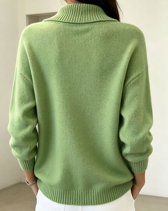 Pullover Diagonal Slag Knap Ensfarvet
