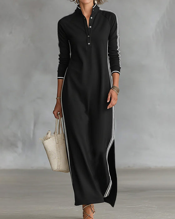 Kjole Kontrast Knap V-hals