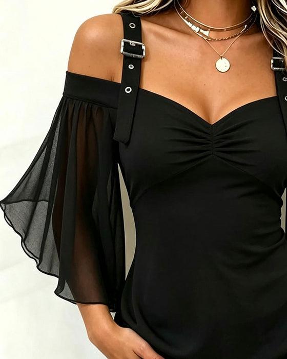 Bluse Off-Shoulder Kamisol Rynket