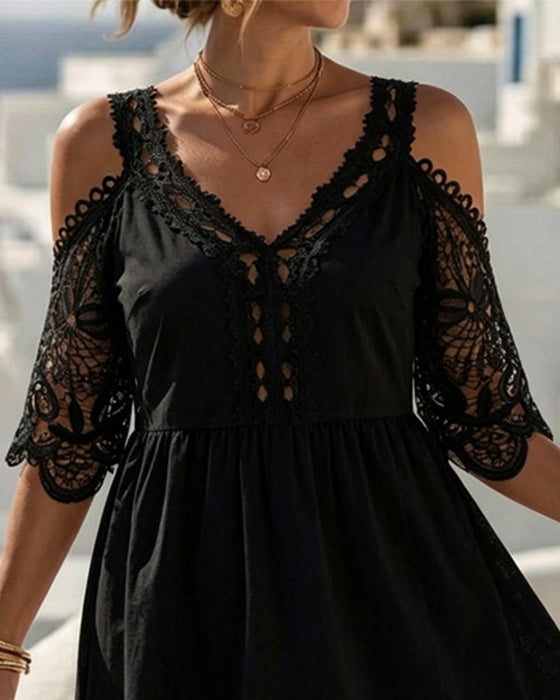 Kjoler Blonder Off-Shoulder Lagdelt Kort