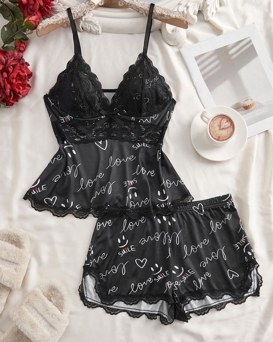 Sæt Blonde Patchwork Sexet Pyjamas