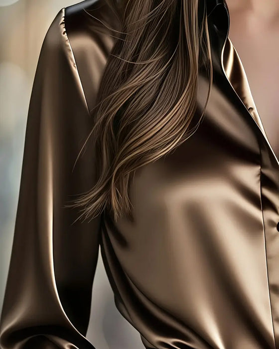 Skjorte Fashionabel Forretningssatin Farveblok