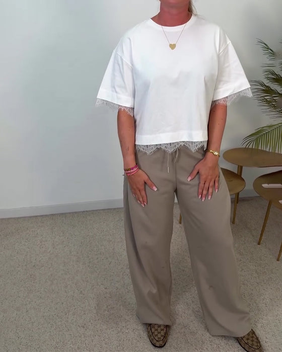 Bluse Ryg Slids Blonder Kort Ærme