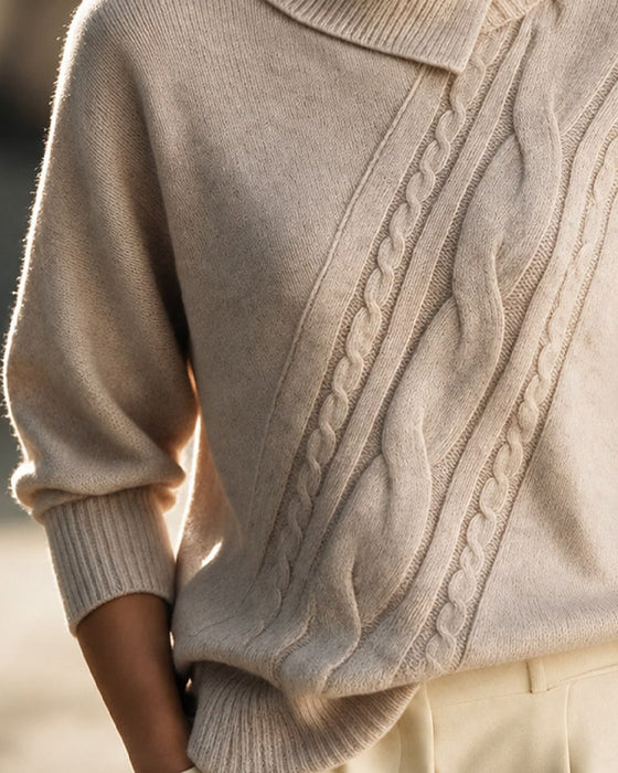 Pullover Diagonal Flet Turtleneck Knap