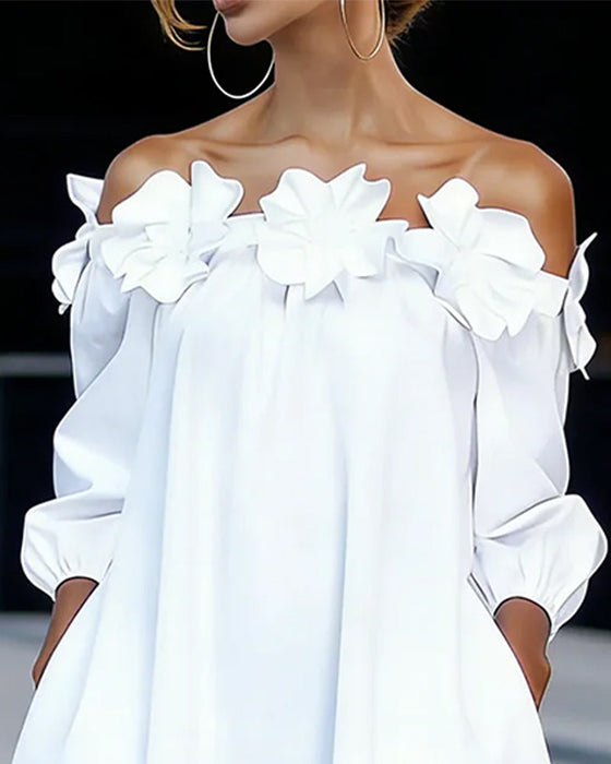 Kjole Off-Shoulder Blomstret Accent