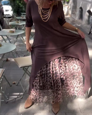 Kjole Langærmet Ensfarvet Uregelmæssig