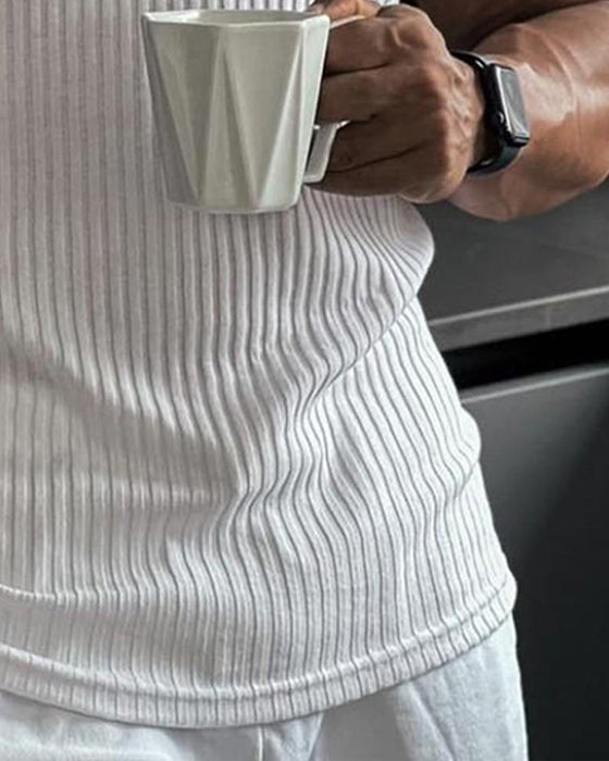 Herre Tanktop Ensfarvet Sport Afslappet