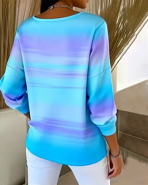 Sweatshirts V-Hals Lang Ærme Ombre