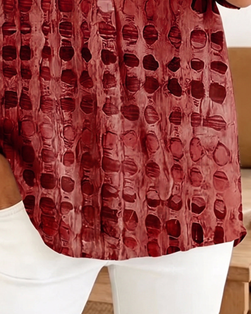 Bluse Prikket Tryk Knap Halv Stolpe