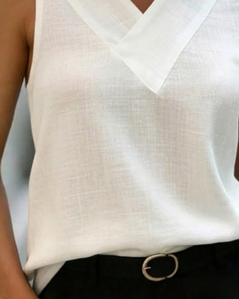 Tank Top Ærmeløs V-Hals Kors