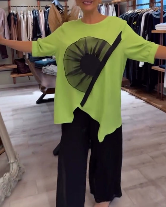 T-Shirt Blomsterprint Kortærmet Afslappet