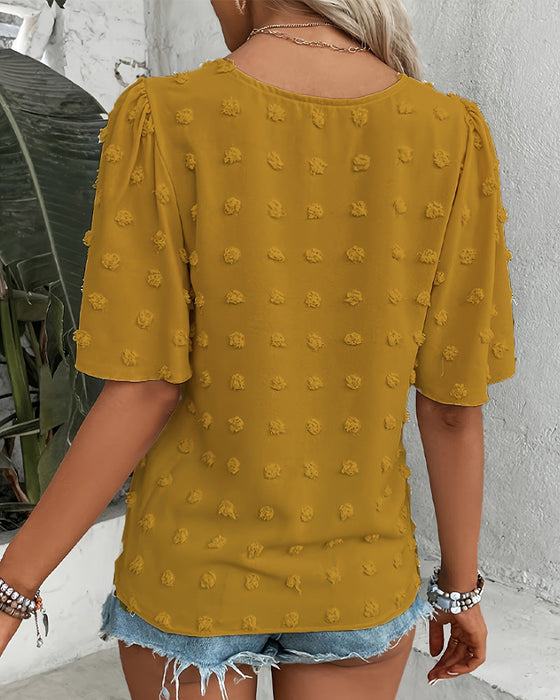 Bluse Sammenføjet Jacquard Flæseærme
