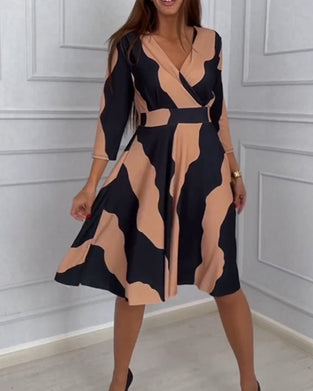 Vintage A-linje kjole med print