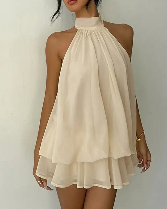 Kjole Halsstrop Chiffon Mini