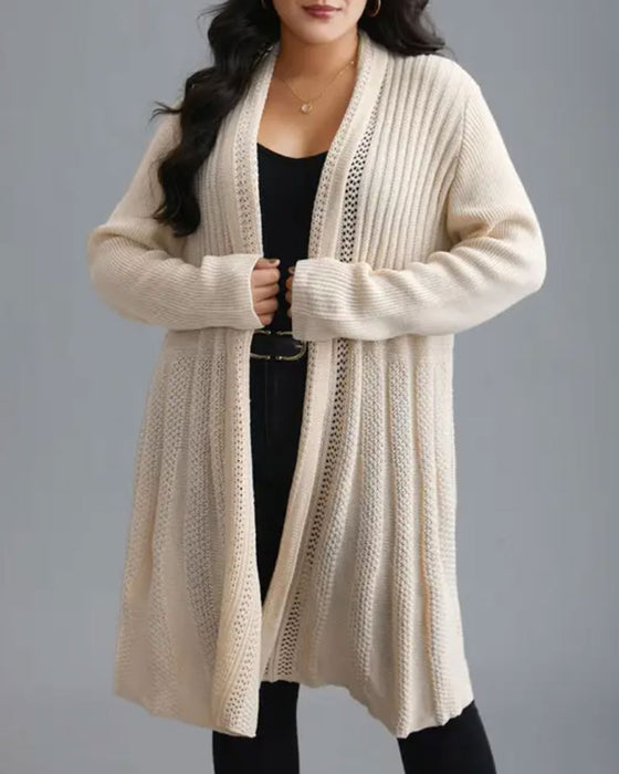 Cardigan Lang Ensfarvet Casual