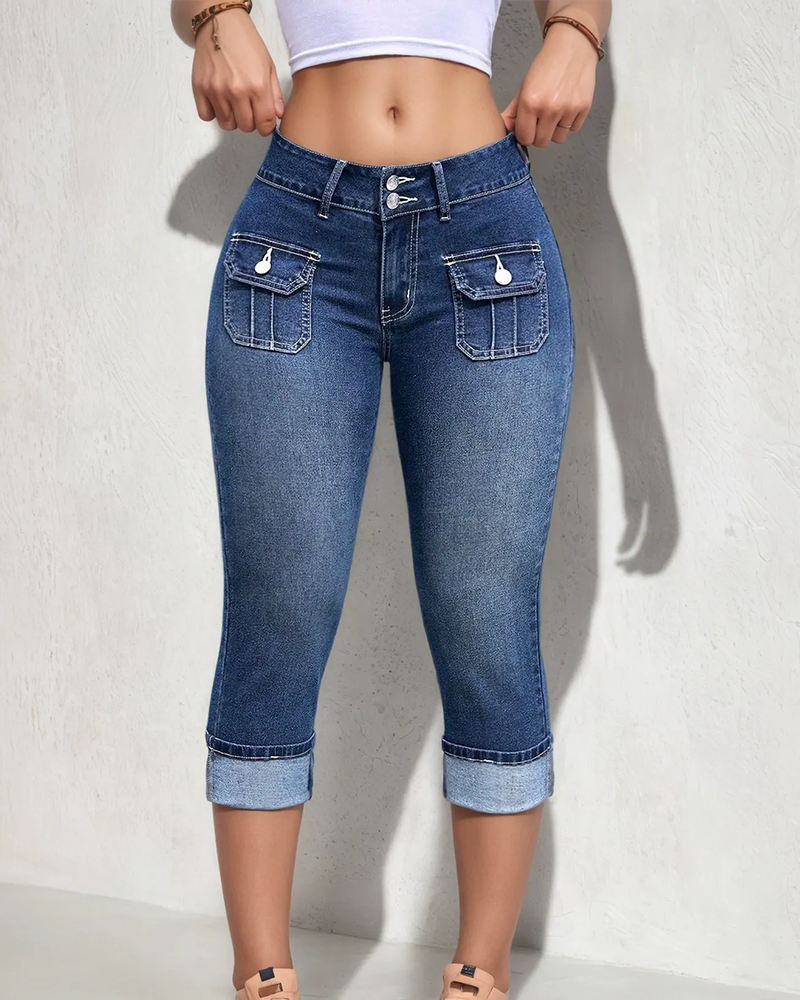 Jeans Casual Lomme Croppet