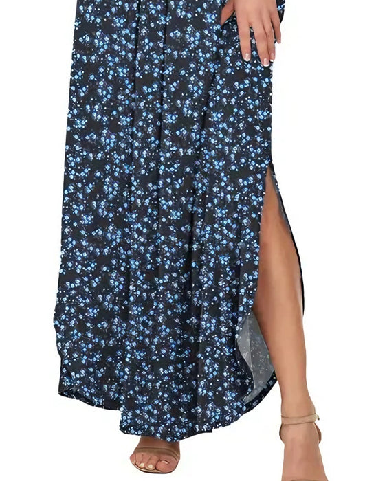 Kjole Elegant Blækvask Blomstret Maxi