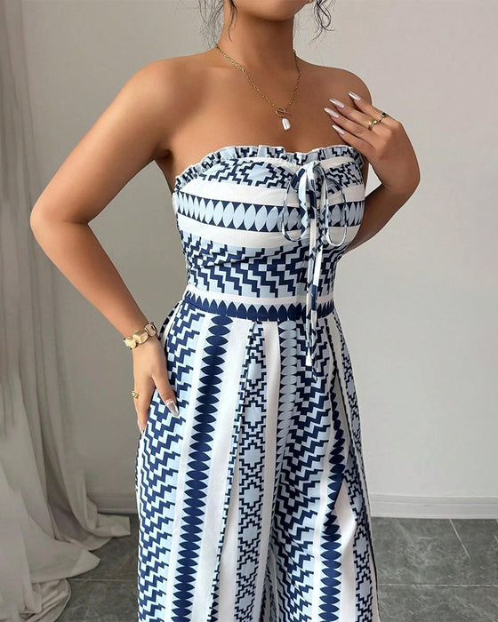 Jumpsuit Geometrisk Bandeau Slids Bred Ben