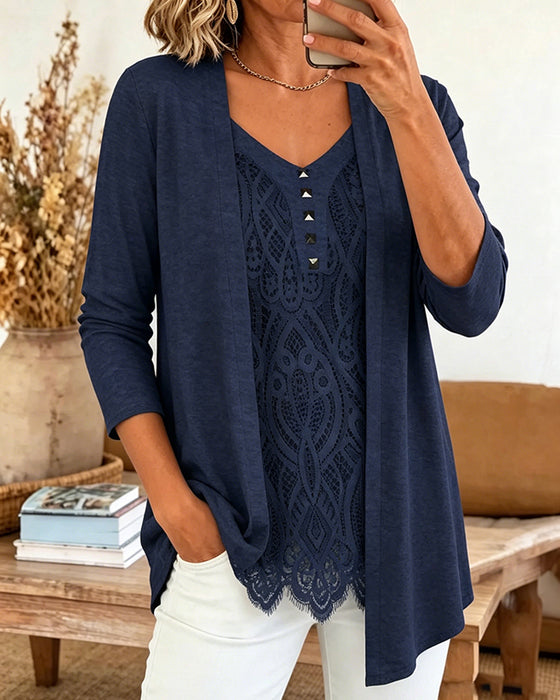 Bluse Fake To Stykker Knipling Patchwork