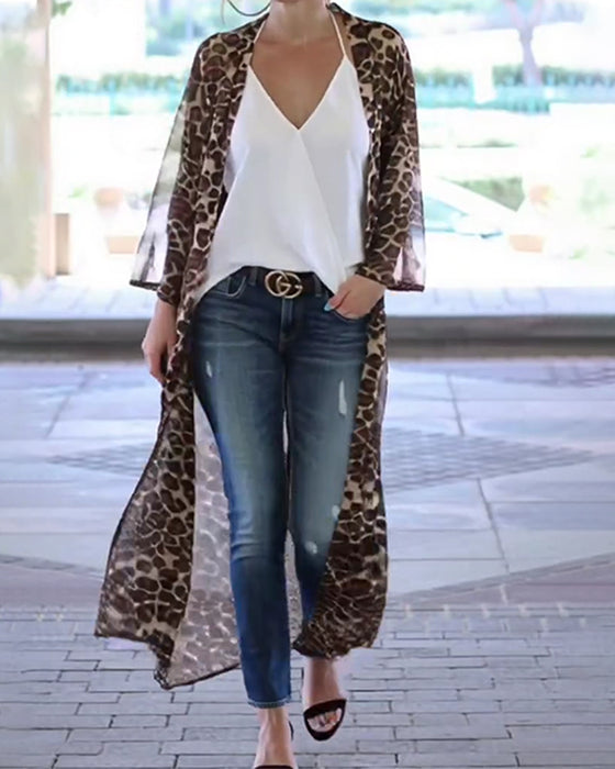 Frappe Lang Leopardtryk Solbeskyttende